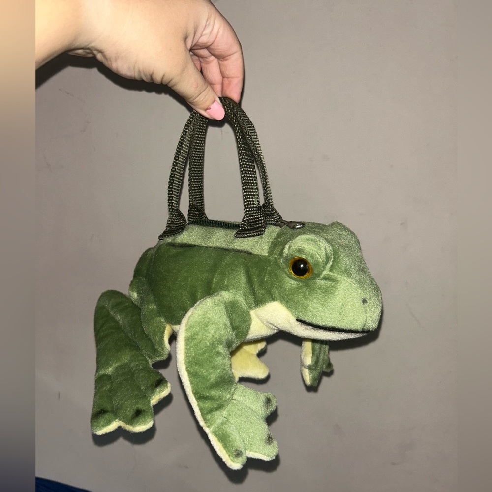 Vintage Rare Frog Croaking Purse JAAG Cute Unique Stuffed Plush Zipper Camp